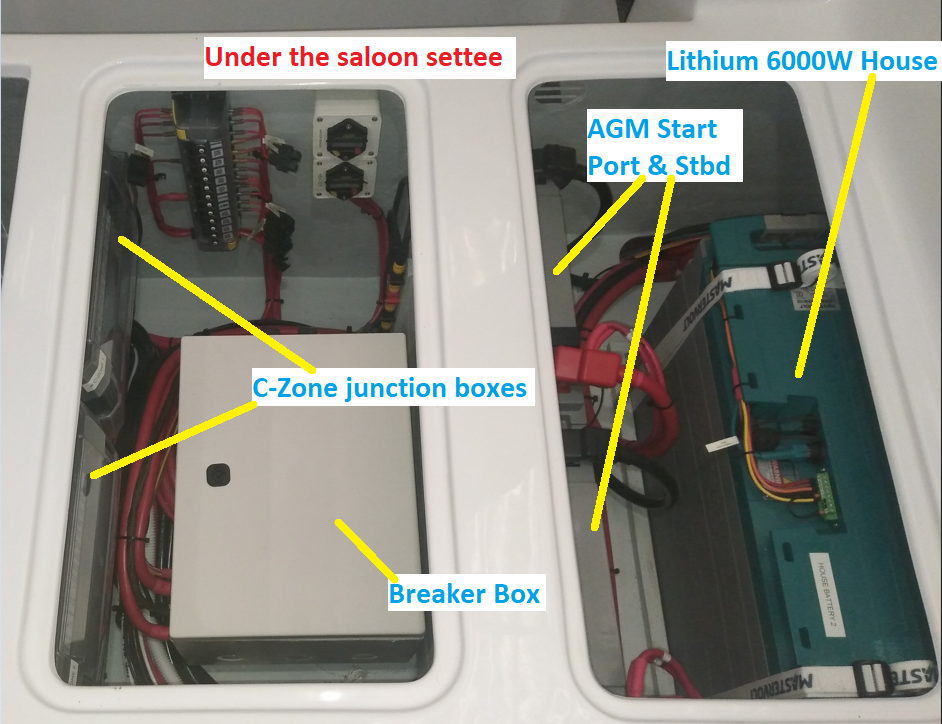 How are the Lithium batteries setup and how do the high output alternators work on the Seawind